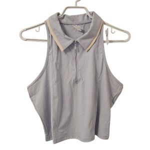 Blue and White Old Navy Women's PowerSoft Polo Crop Top